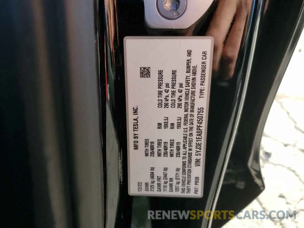 12 Photograph of a damaged car 5YJ3E1EA8PF450755 TESLA MODEL 3 2023