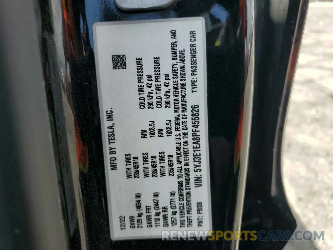 13 Photograph of a damaged car 5YJ3E1EA8PF455826 TESLA MODEL 3 2023