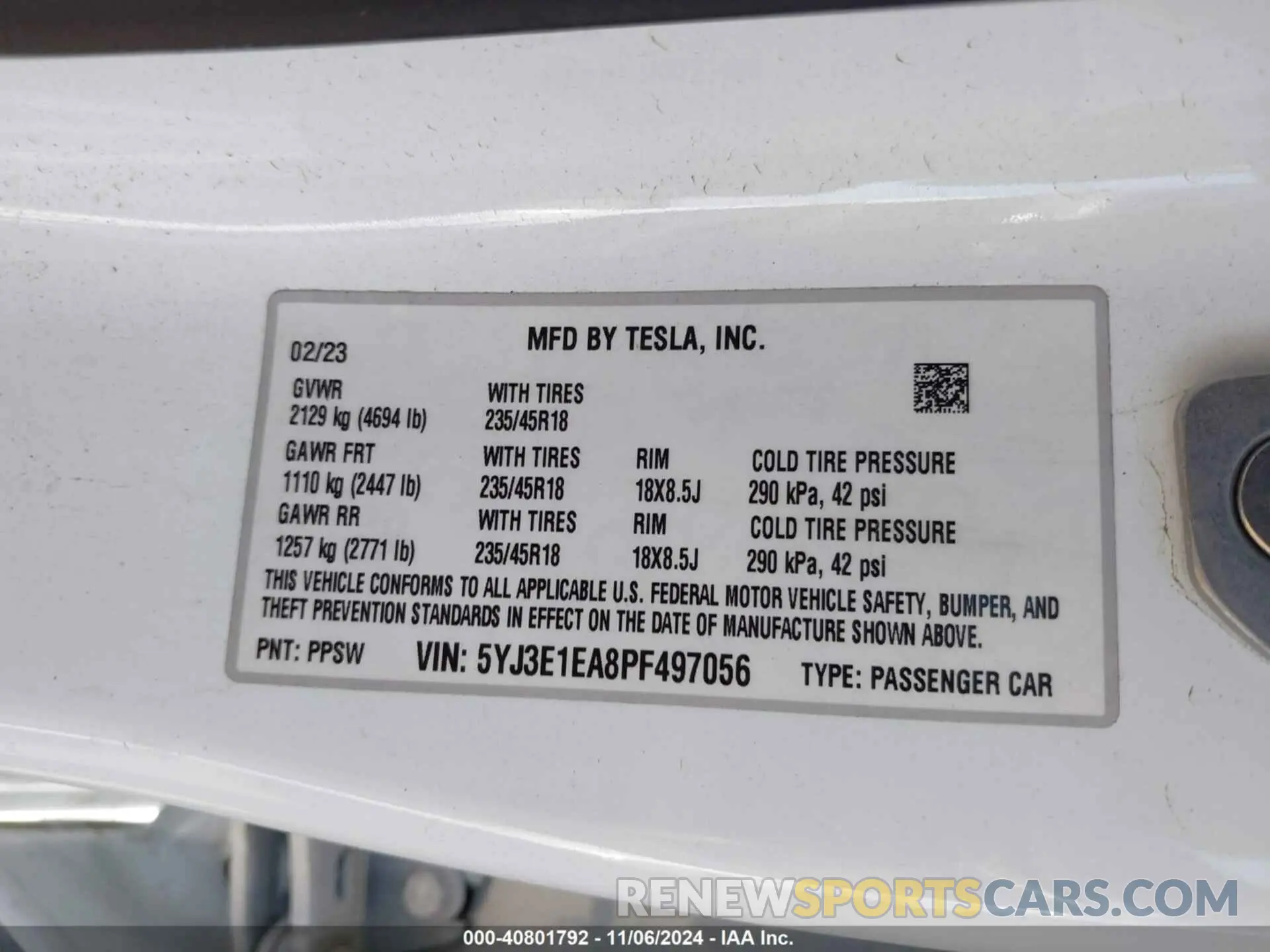 9 Photograph of a damaged car 5YJ3E1EA8PF497056 TESLA MODEL 3 2023