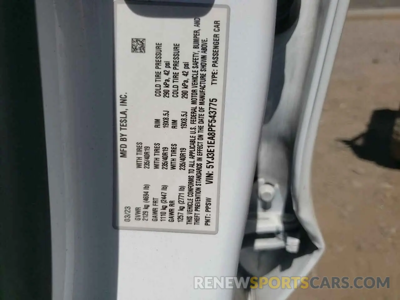 12 Photograph of a damaged car 5YJ3E1EA8PF543775 TESLA MODEL 3 2023