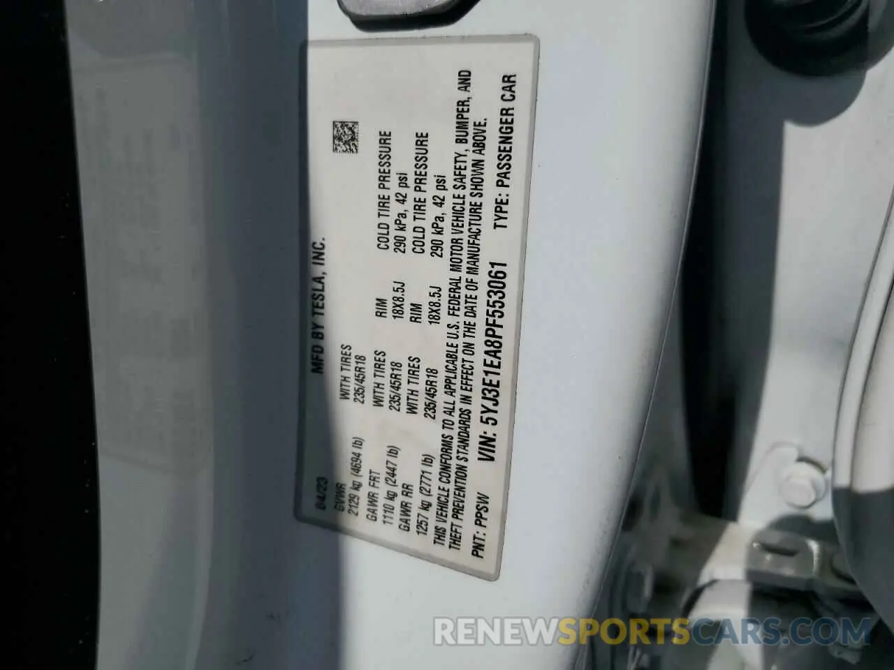 12 Photograph of a damaged car 5YJ3E1EA8PF553061 TESLA MODEL 3 2023