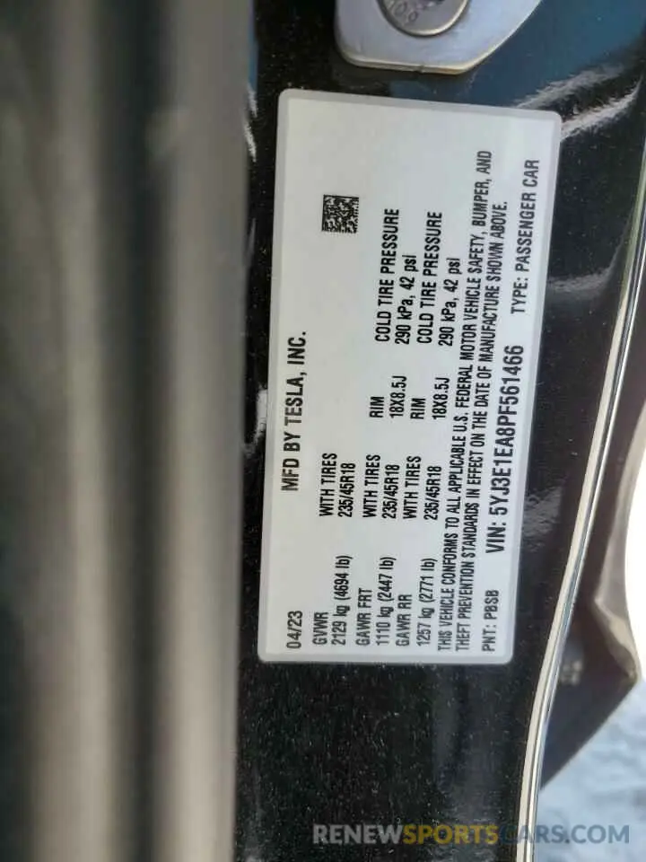 13 Photograph of a damaged car 5YJ3E1EA8PF561466 TESLA MODEL 3 2023