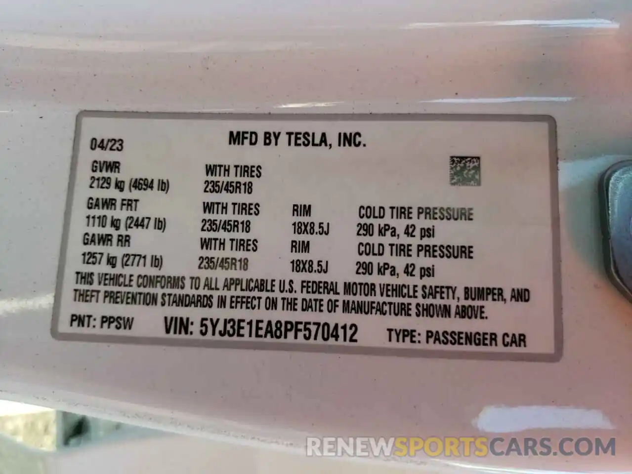 13 Photograph of a damaged car 5YJ3E1EA8PF570412 TESLA MODEL 3 2023