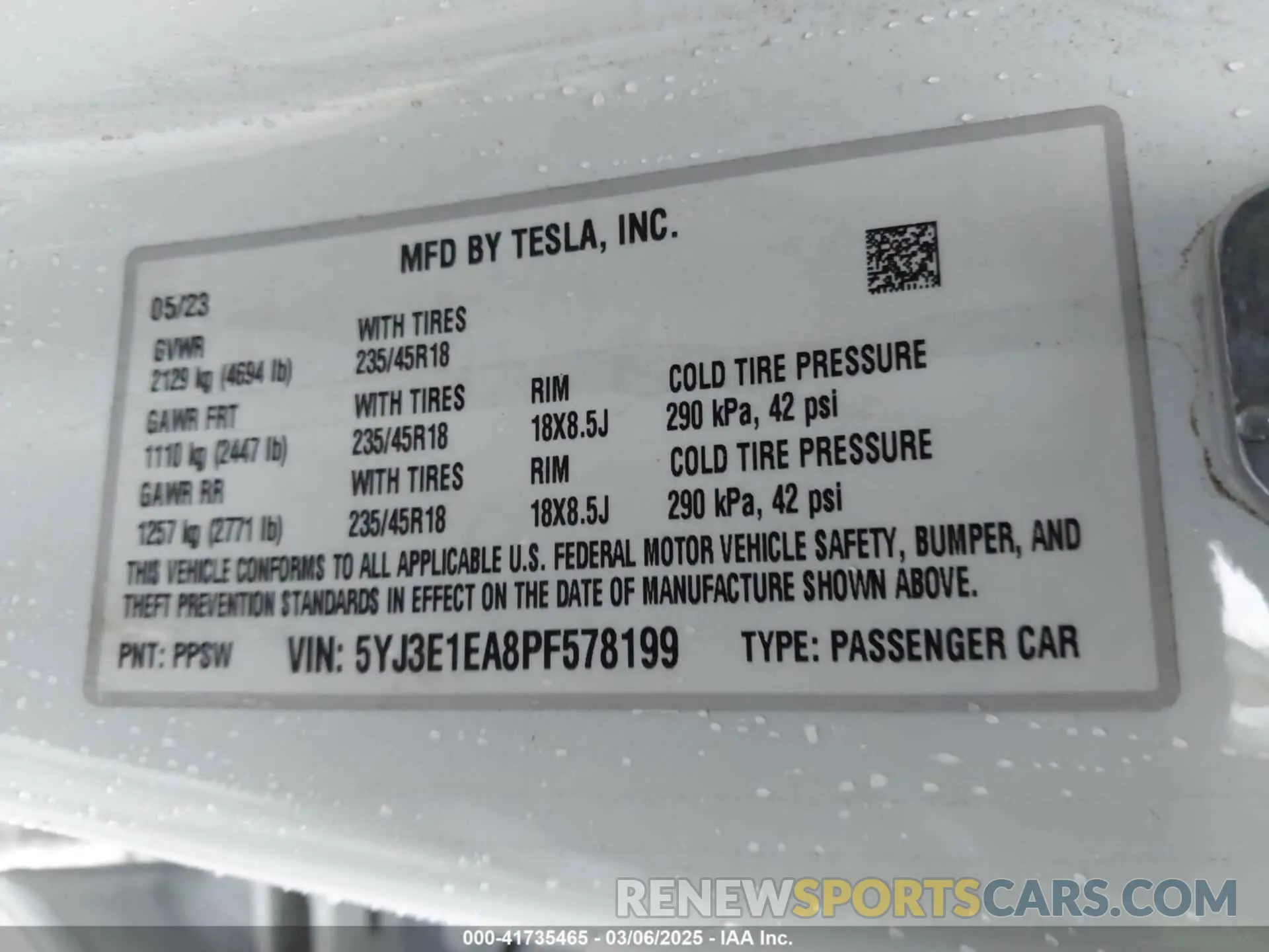 9 Photograph of a damaged car 5YJ3E1EA8PF578199 TESLA MODEL 3 2023