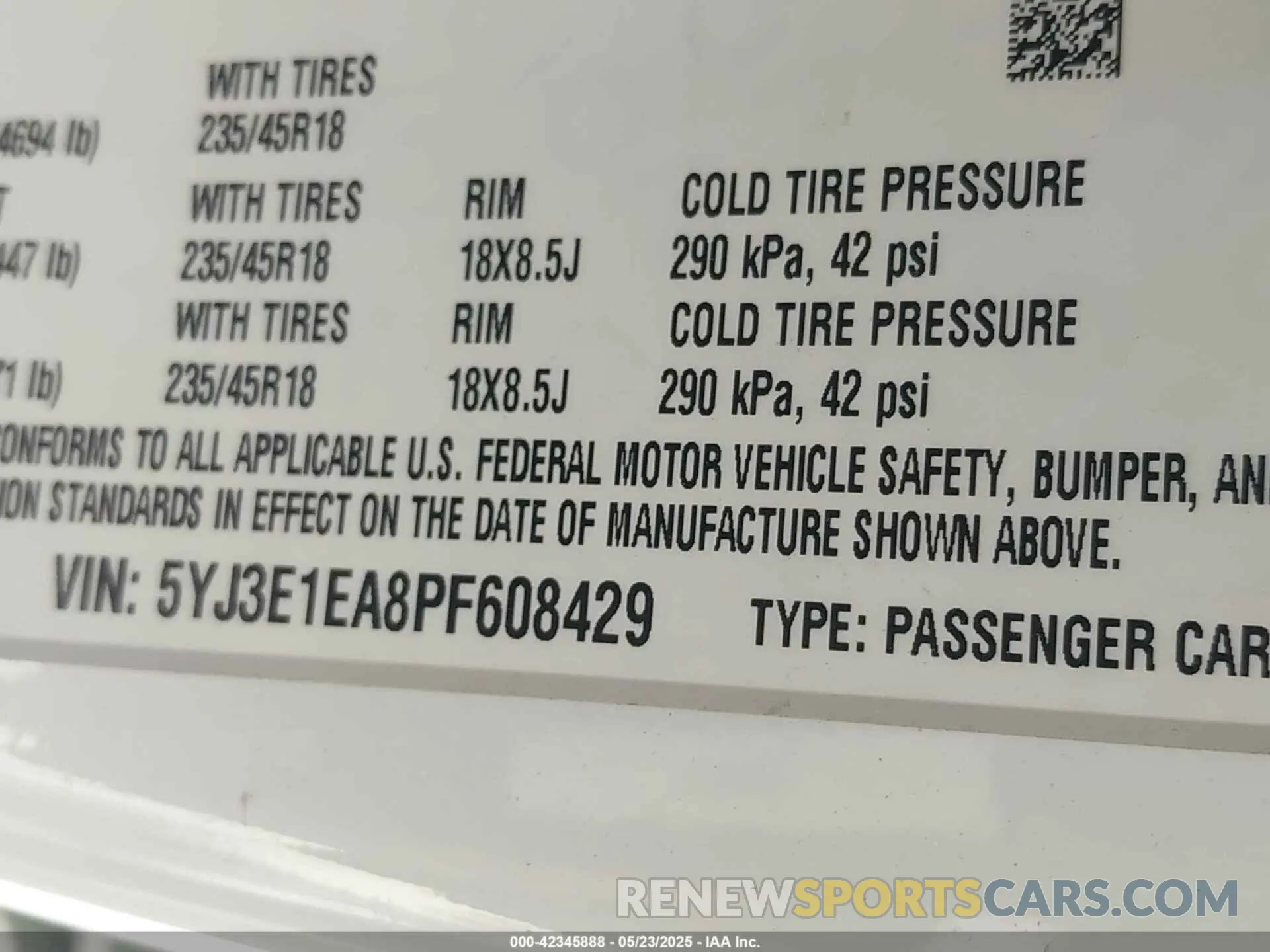 9 Photograph of a damaged car 5YJ3E1EA8PF608429 TESLA MODEL 3 2023