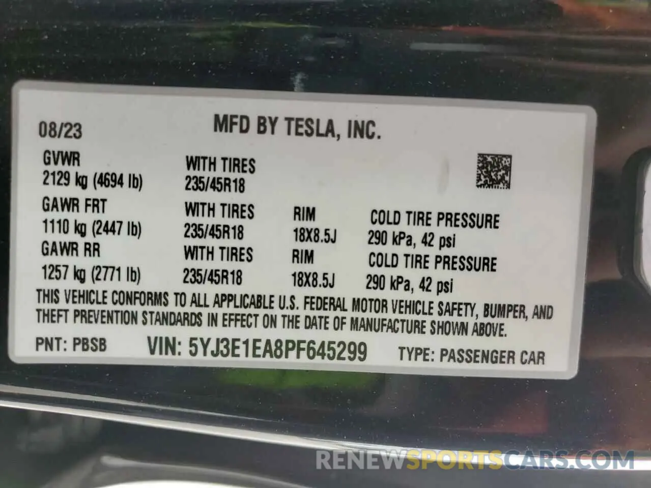 14 Photograph of a damaged car 5YJ3E1EA8PF645299 TESLA MODEL 3 2023