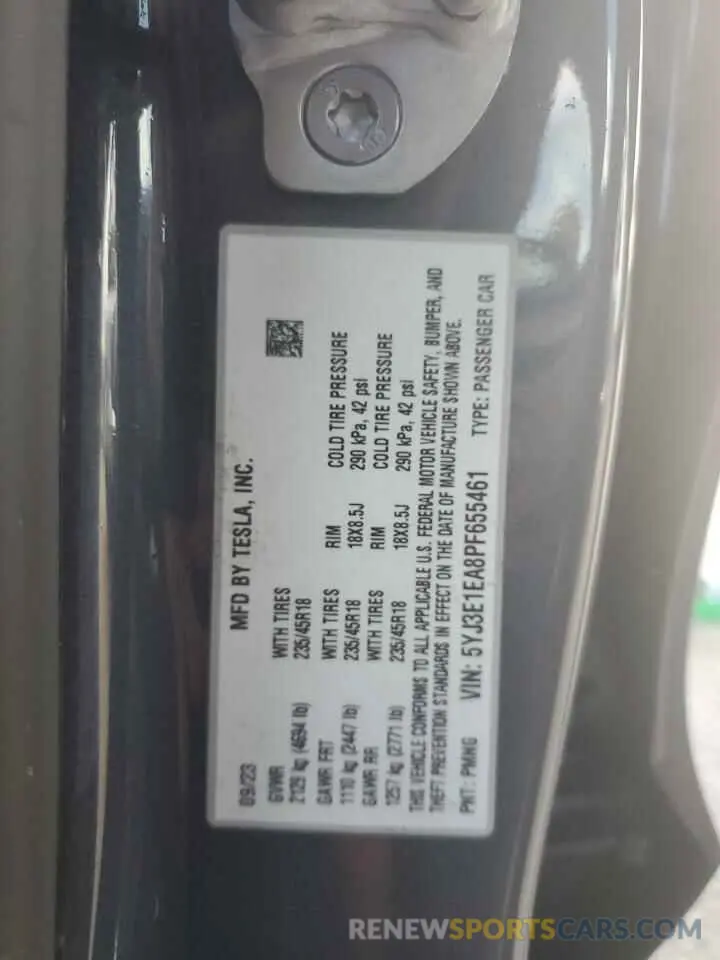 14 Photograph of a damaged car 5YJ3E1EA8PF655461 TESLA MODEL 3 2023