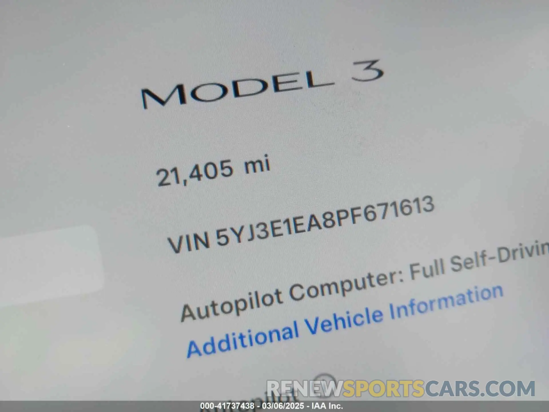 15 Photograph of a damaged car 5YJ3E1EA8PF671613 TESLA MODEL 3 2023