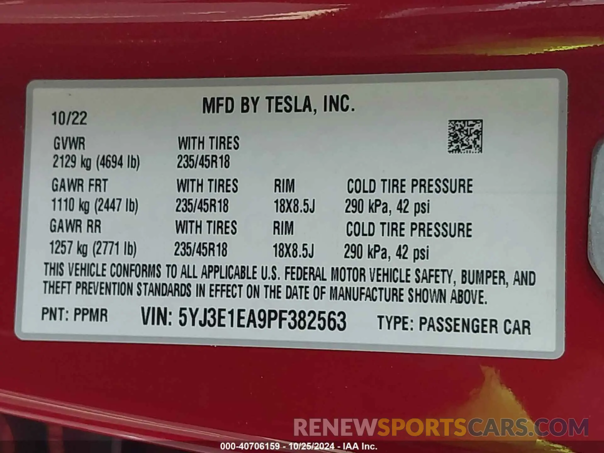 9 Photograph of a damaged car 5YJ3E1EA9PF382563 TESLA MODEL 3 2023