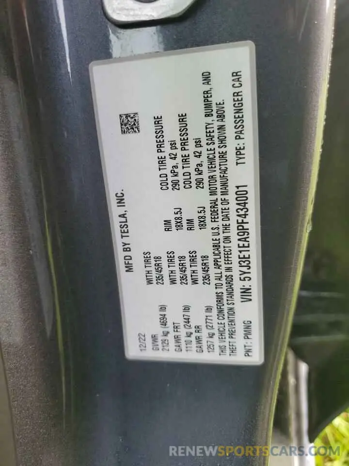 13 Photograph of a damaged car 5YJ3E1EA9PF434001 TESLA MODEL 3 2023