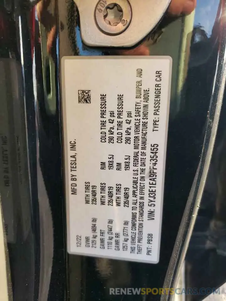 13 Photograph of a damaged car 5YJ3E1EA9PF435455 TESLA MODEL 3 2023