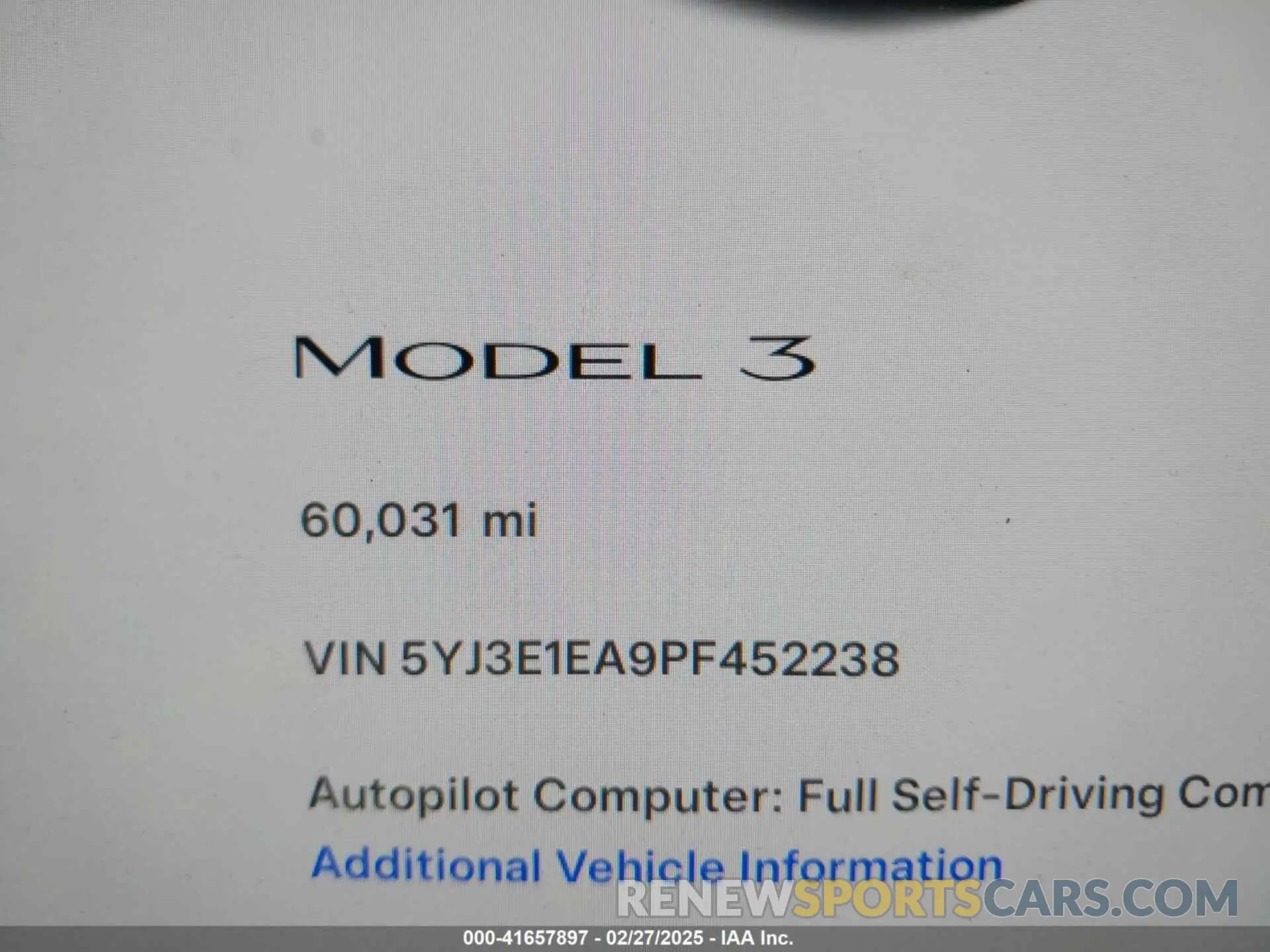 15 Photograph of a damaged car 5YJ3E1EA9PF452238 TESLA MODEL 3 2023