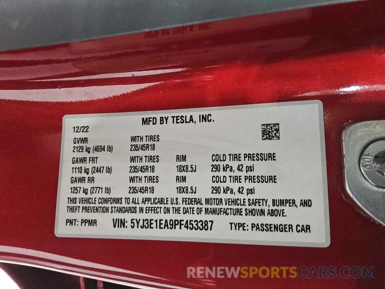 13 Photograph of a damaged car 5YJ3E1EA9PF453387 TESLA MODEL 3 2023