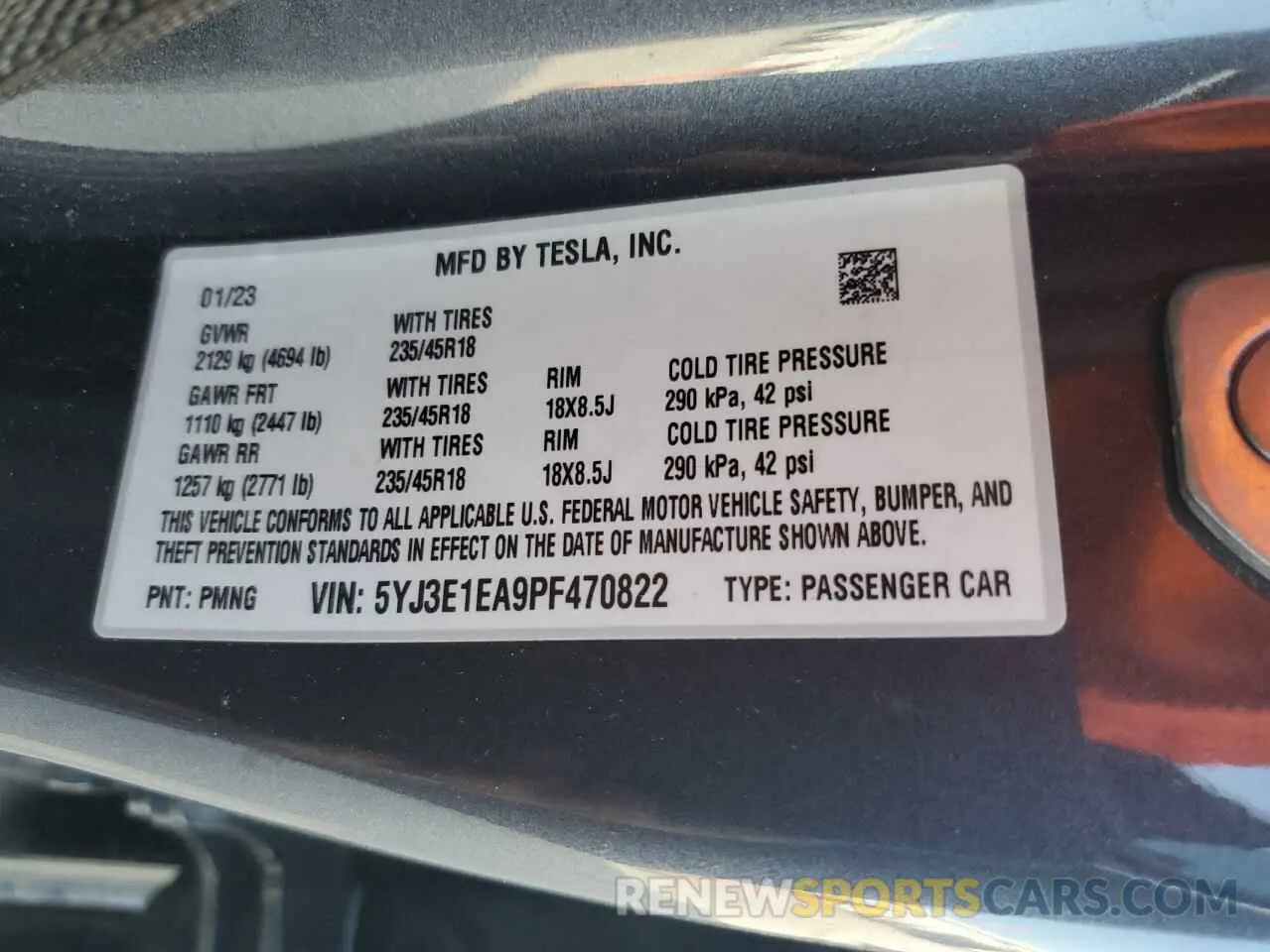 12 Photograph of a damaged car 5YJ3E1EA9PF470822 TESLA MODEL 3 2023