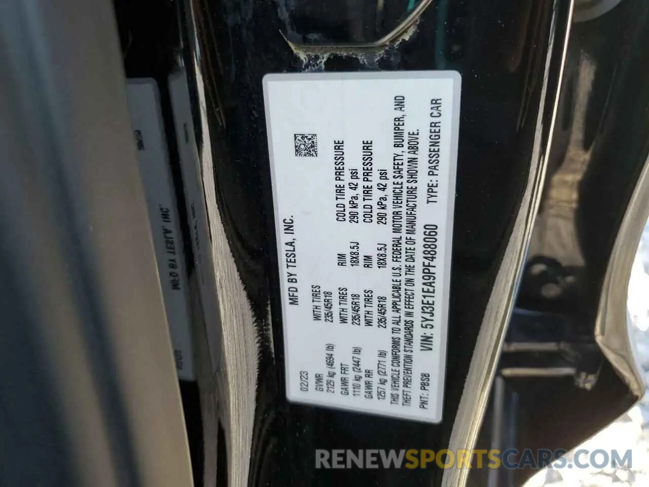 12 Photograph of a damaged car 5YJ3E1EA9PF488060 TESLA MODEL 3 2023
