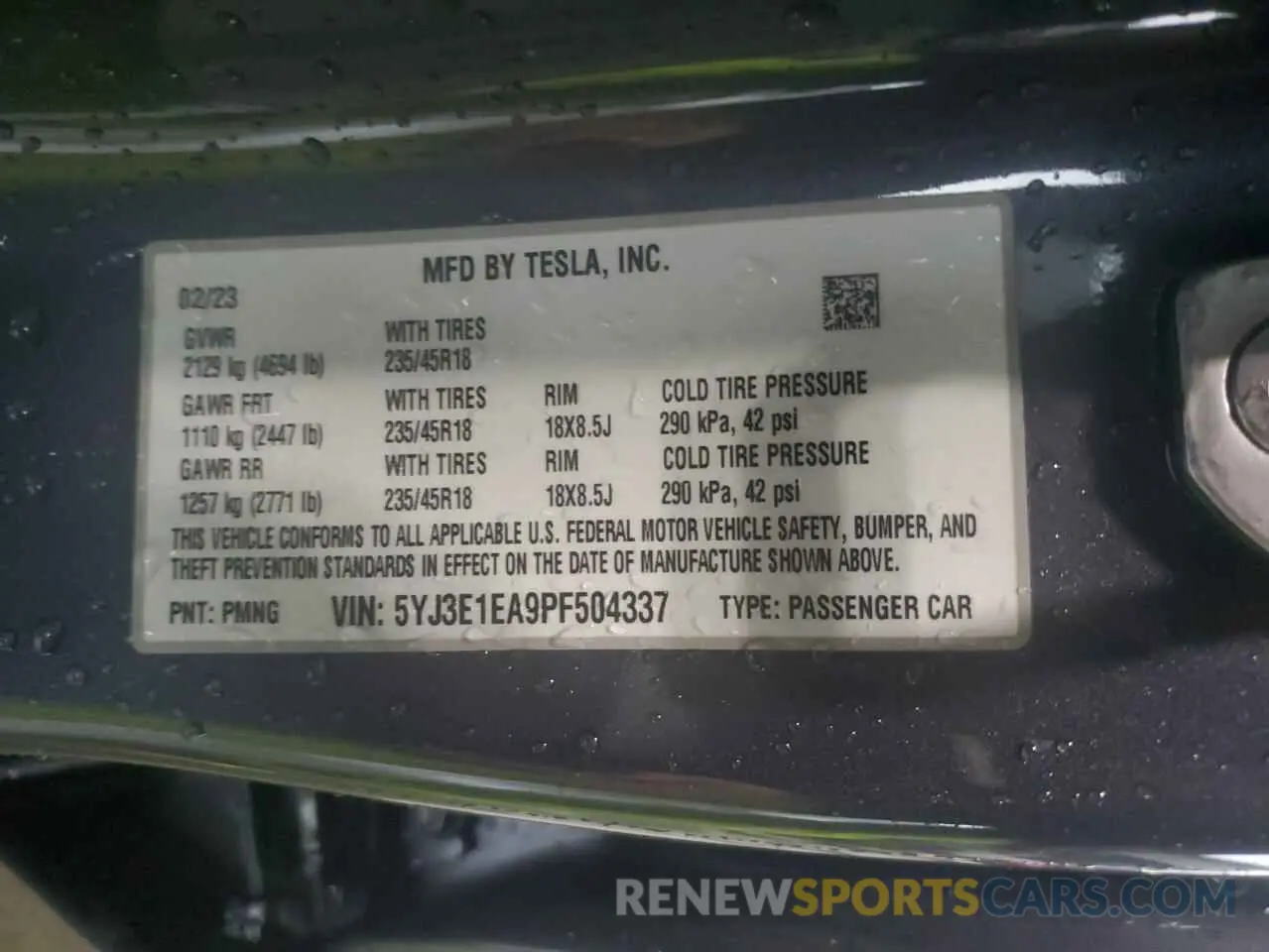 12 Photograph of a damaged car 5YJ3E1EA9PF504337 TESLA MODEL 3 2023