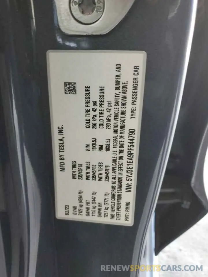 13 Photograph of a damaged car 5YJ3E1EA9PF544790 TESLA MODEL 3 2023
