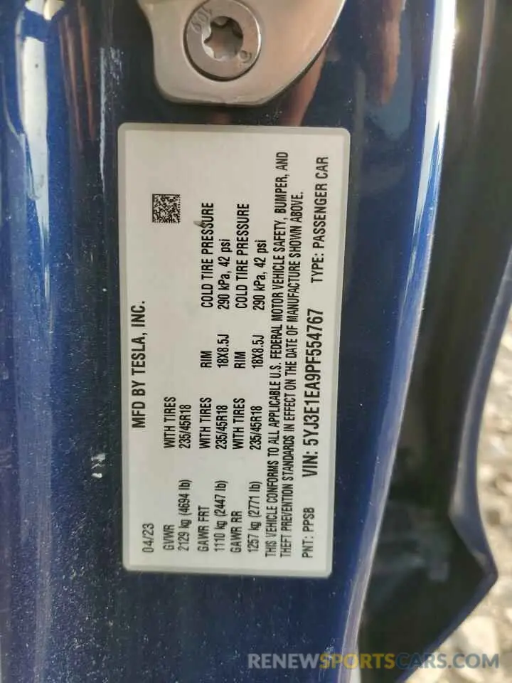 12 Photograph of a damaged car 5YJ3E1EA9PF554767 TESLA MODEL 3 2023