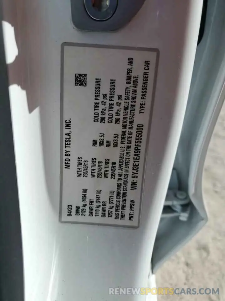 15 Photograph of a damaged car 5YJ3E1EA9PF555000 TESLA MODEL 3 2023