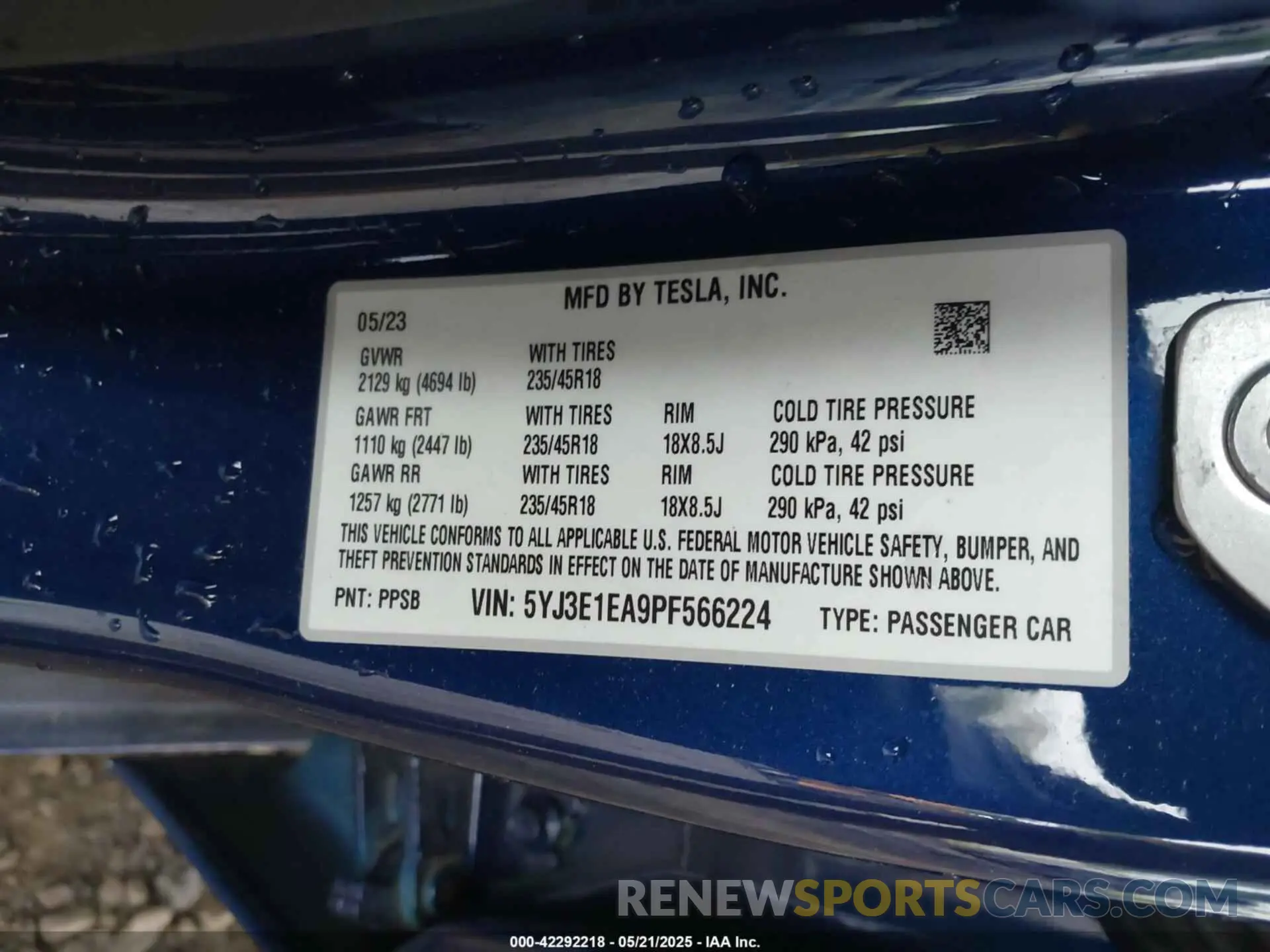 9 Photograph of a damaged car 5YJ3E1EA9PF566224 TESLA MODEL 3 2023