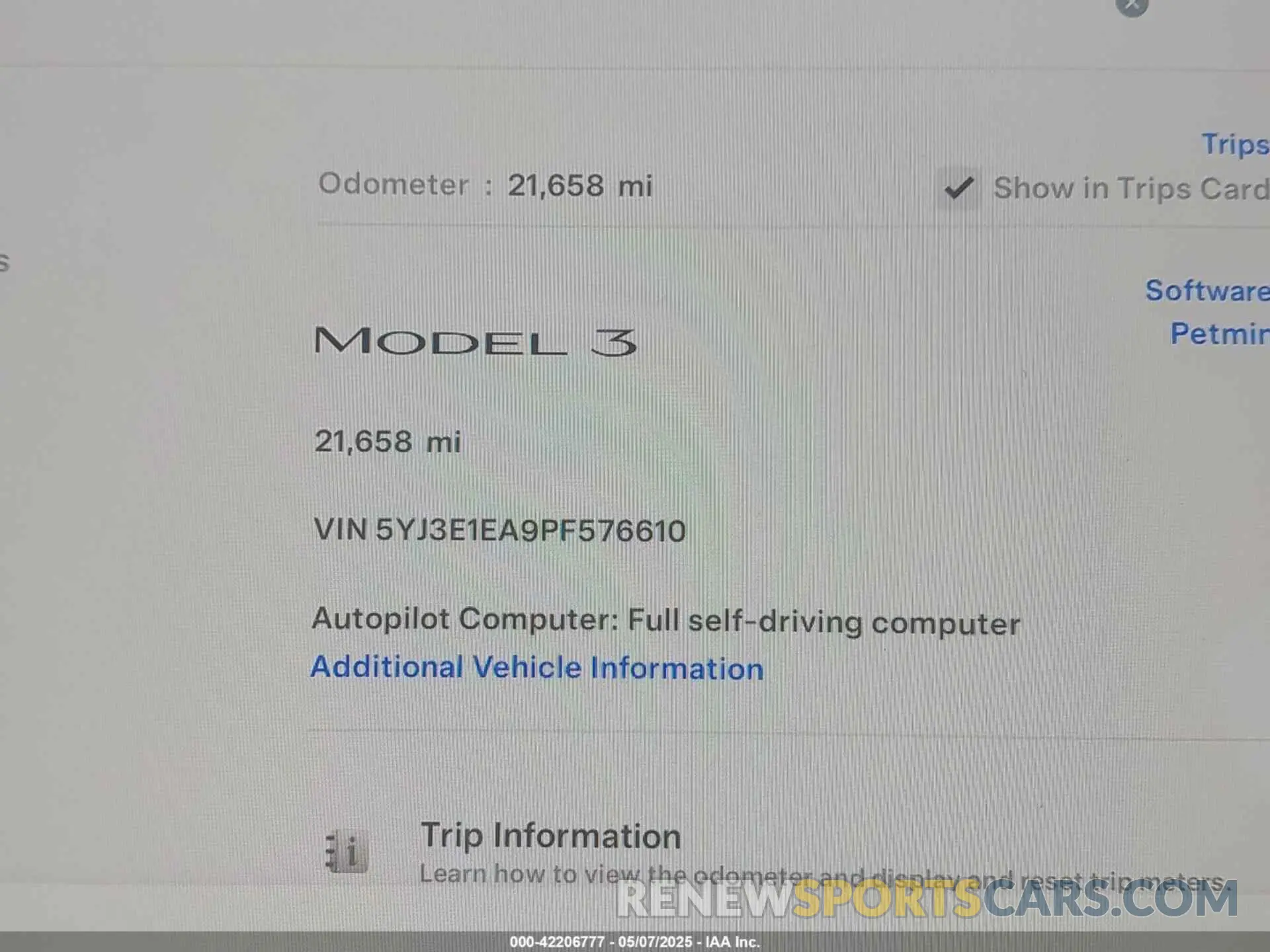 7 Photograph of a damaged car 5YJ3E1EA9PF576610 TESLA MODEL 3 2023