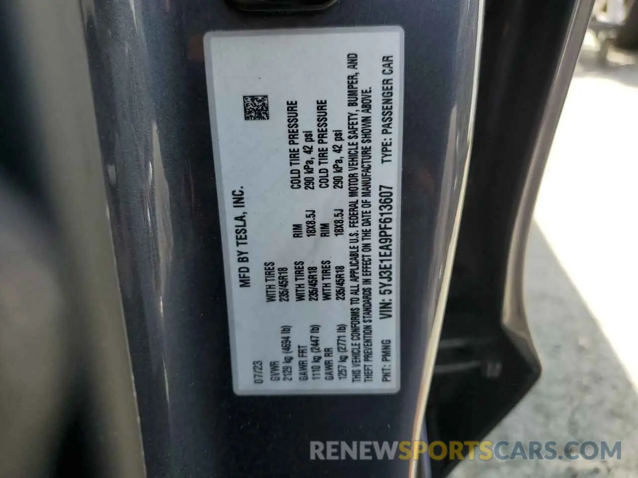 13 Photograph of a damaged car 5YJ3E1EA9PF613607 TESLA MODEL 3 2023