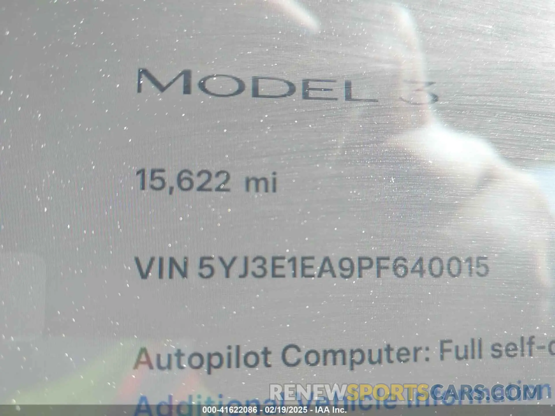 15 Photograph of a damaged car 5YJ3E1EA9PF640015 TESLA MODEL 3 2023