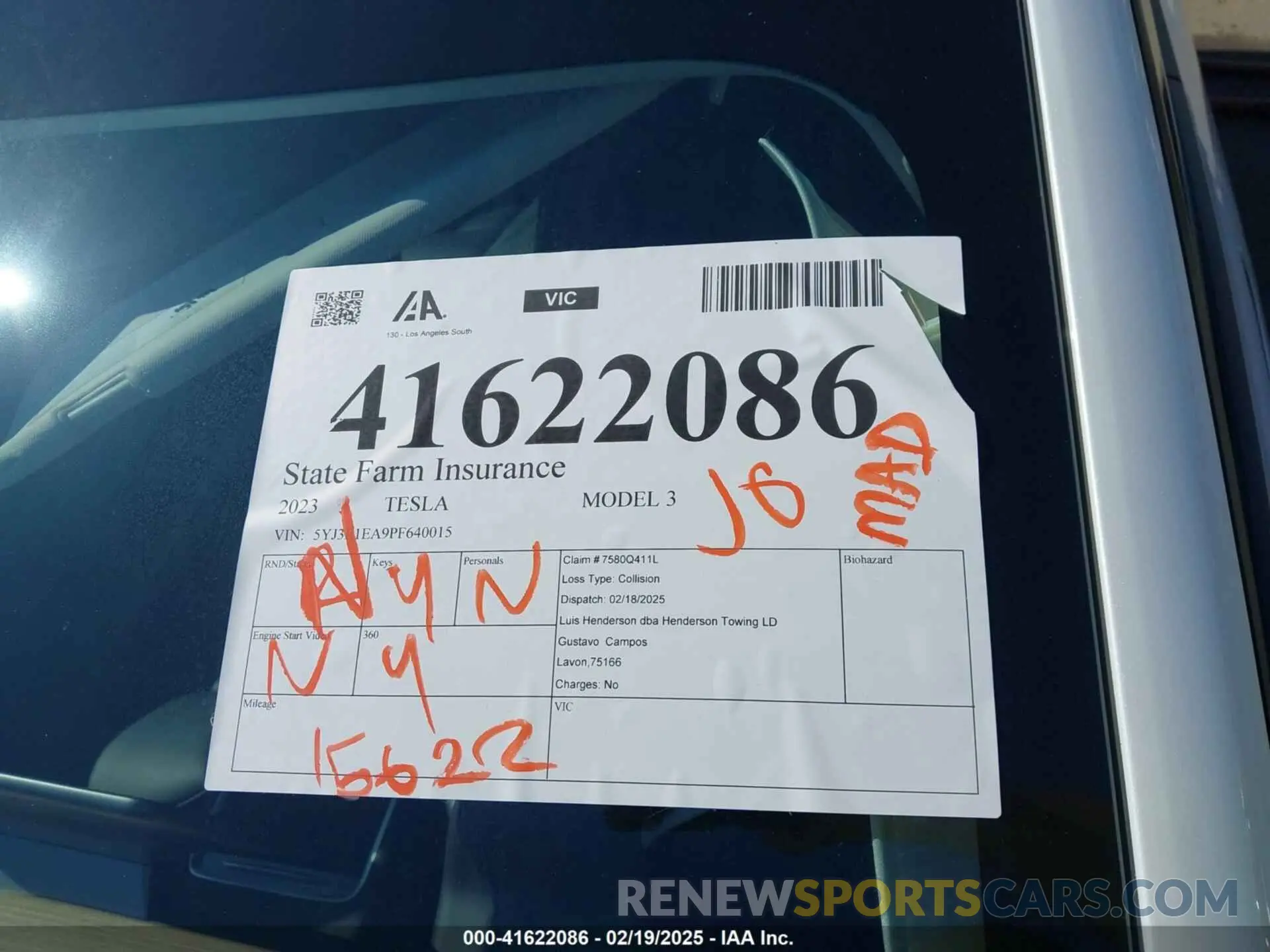 19 Photograph of a damaged car 5YJ3E1EA9PF640015 TESLA MODEL 3 2023