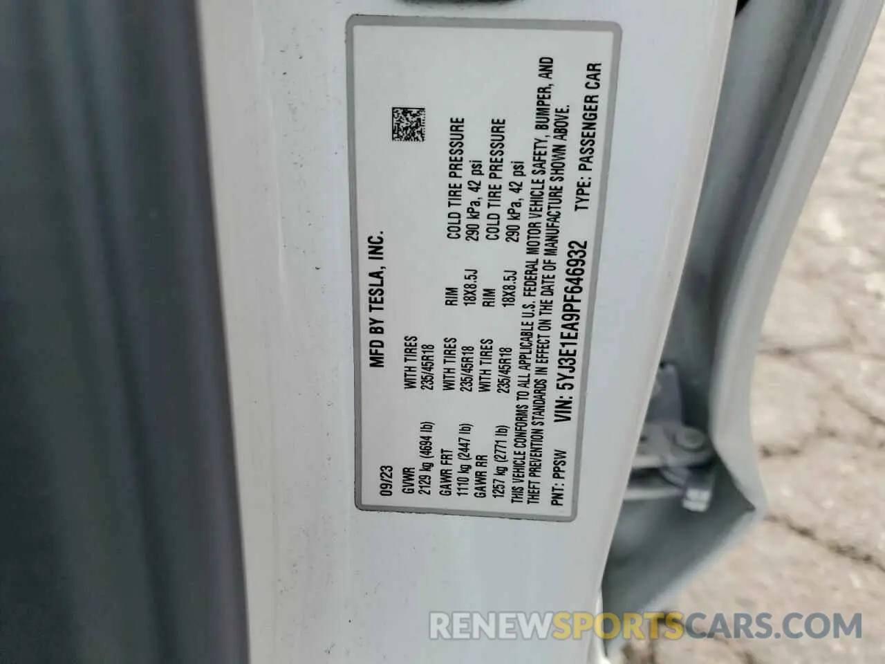 13 Photograph of a damaged car 5YJ3E1EA9PF646932 TESLA MODEL 3 2023