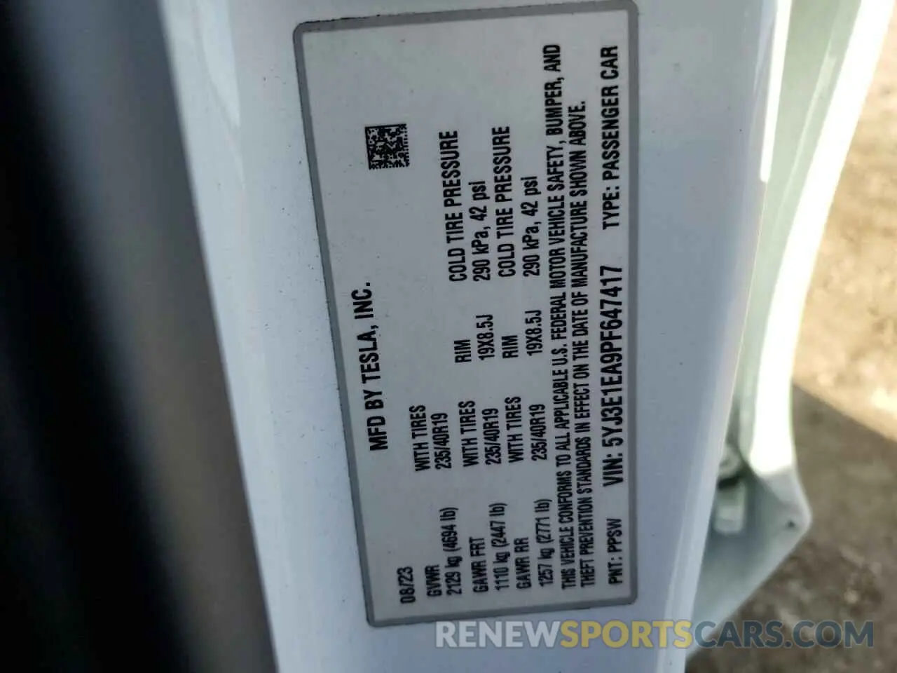 12 Photograph of a damaged car 5YJ3E1EA9PF647417 TESLA MODEL 3 2023