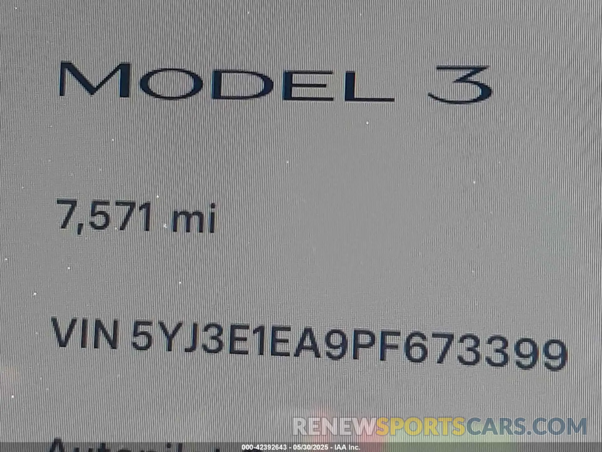 7 Photograph of a damaged car 5YJ3E1EA9PF673399 TESLA MODEL 3 2023