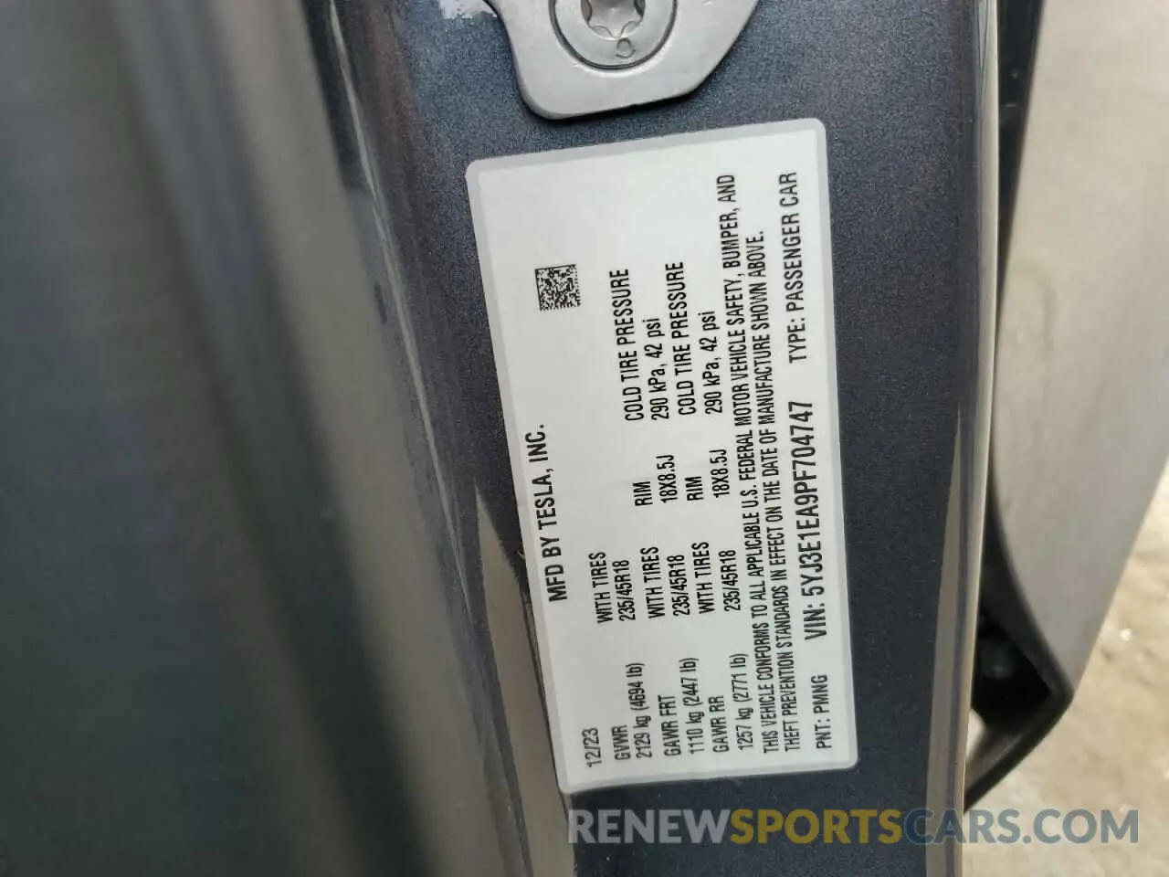 13 Photograph of a damaged car 5YJ3E1EA9PF704747 TESLA MODEL 3 2023
