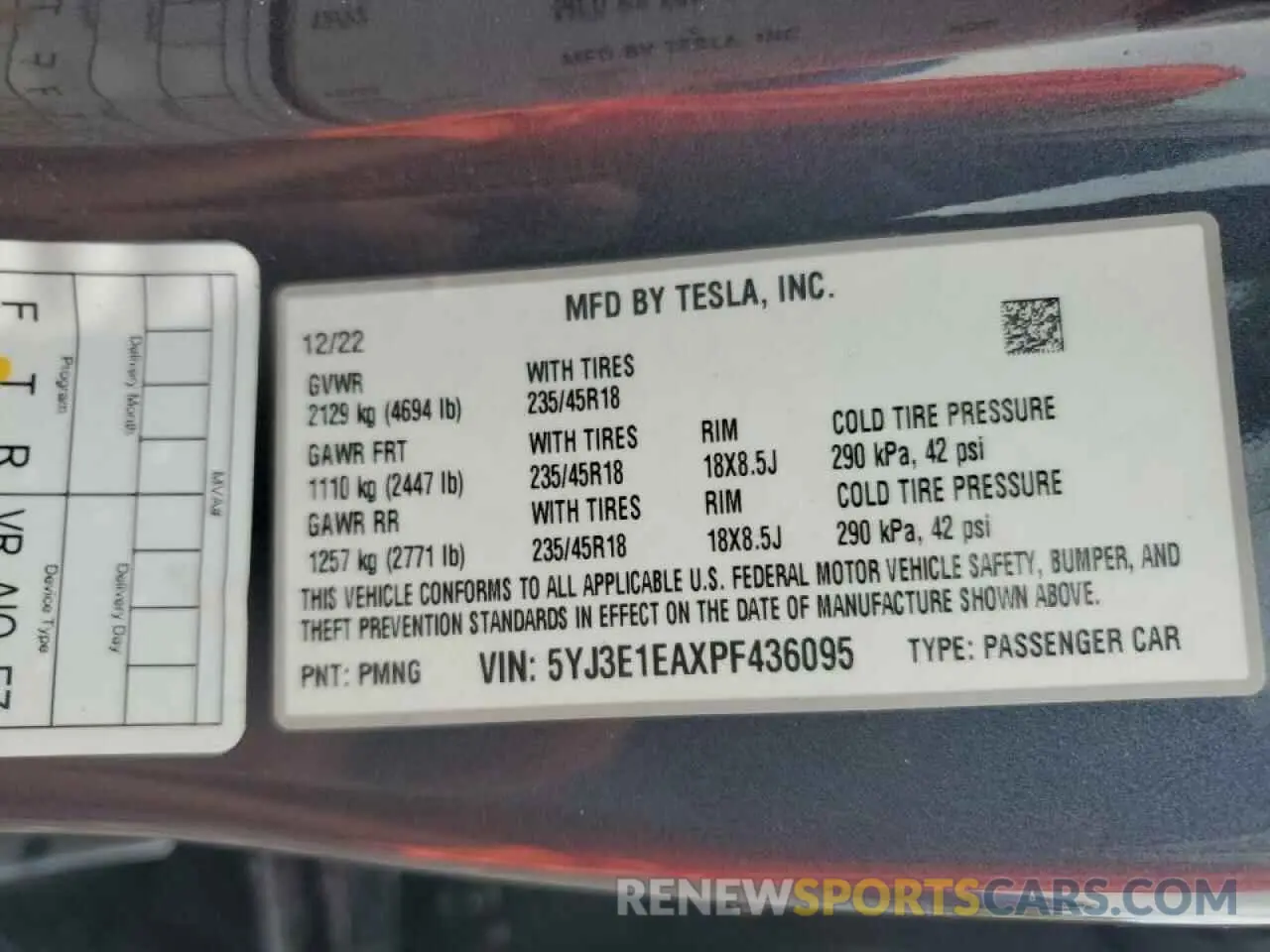 12 Photograph of a damaged car 5YJ3E1EAXPF436095 TESLA MODEL 3 2023
