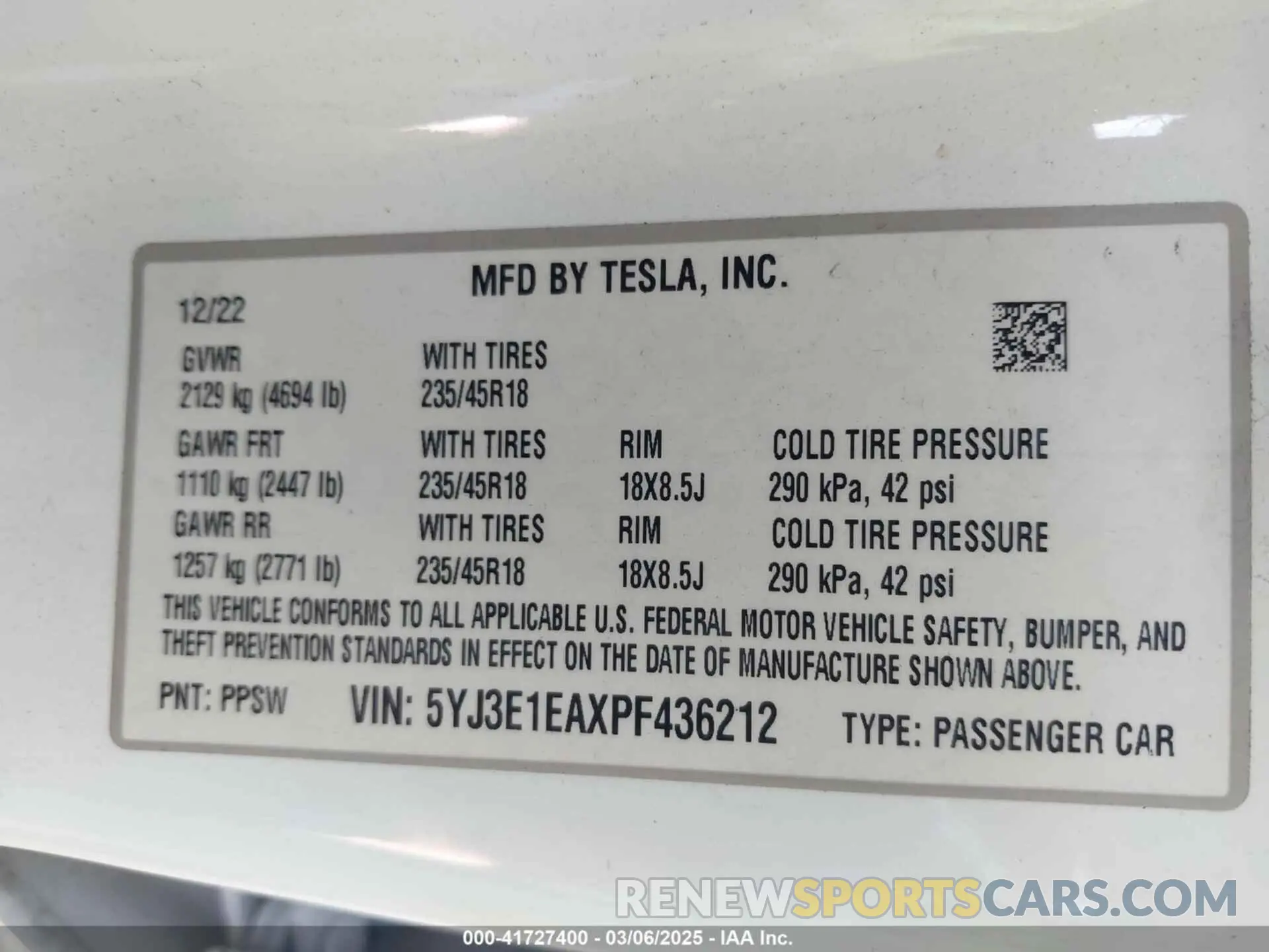 9 Photograph of a damaged car 5YJ3E1EAXPF436212 TESLA MODEL 3 2023