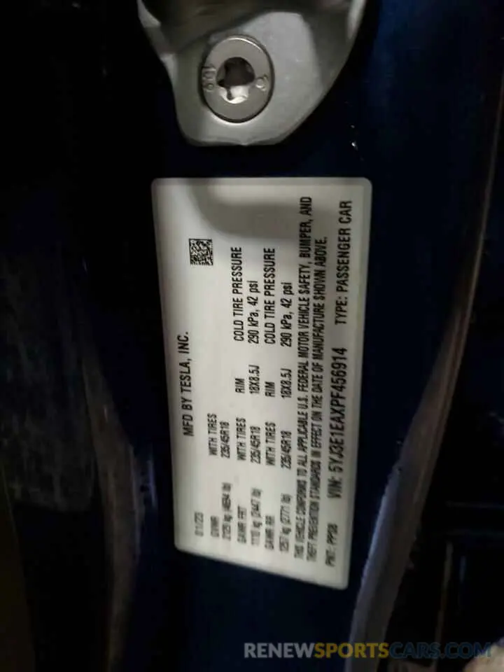 12 Photograph of a damaged car 5YJ3E1EAXPF456914 TESLA MODEL 3 2023
