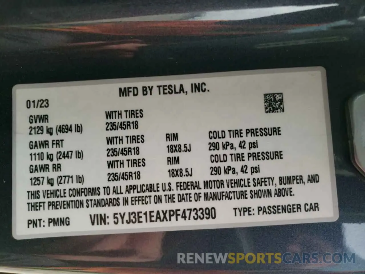 13 Photograph of a damaged car 5YJ3E1EAXPF473390 TESLA MODEL 3 2023