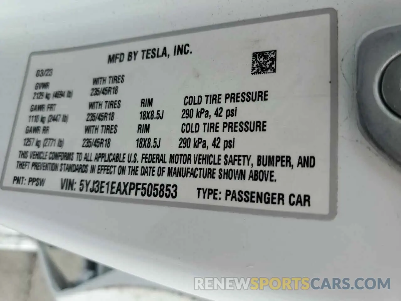 12 Photograph of a damaged car 5YJ3E1EAXPF505853 TESLA MODEL 3 2023