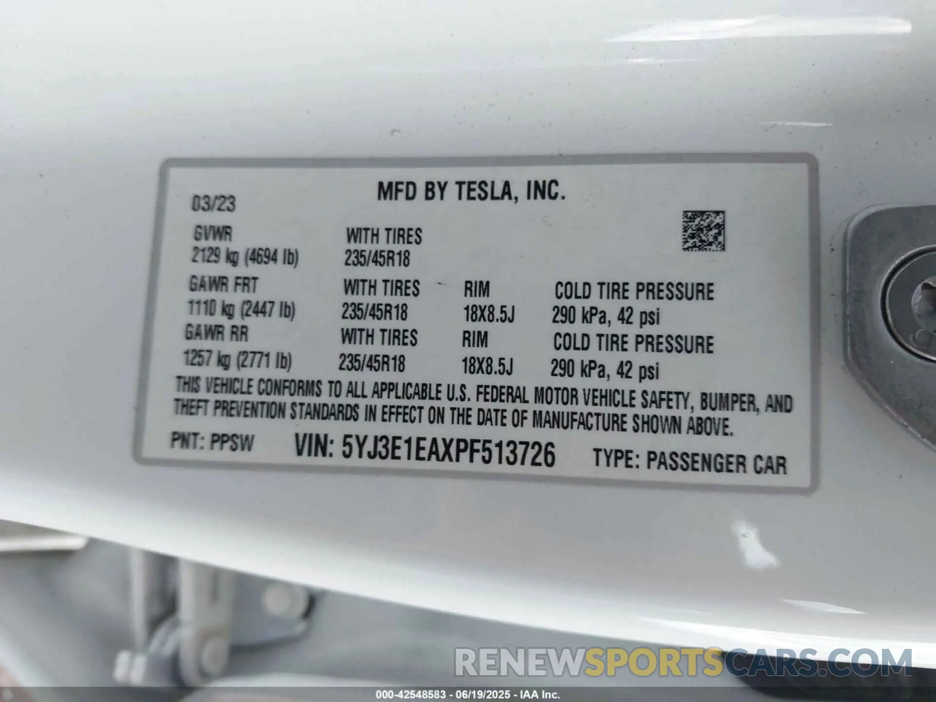 9 Photograph of a damaged car 5YJ3E1EAXPF513726 TESLA MODEL 3 2023