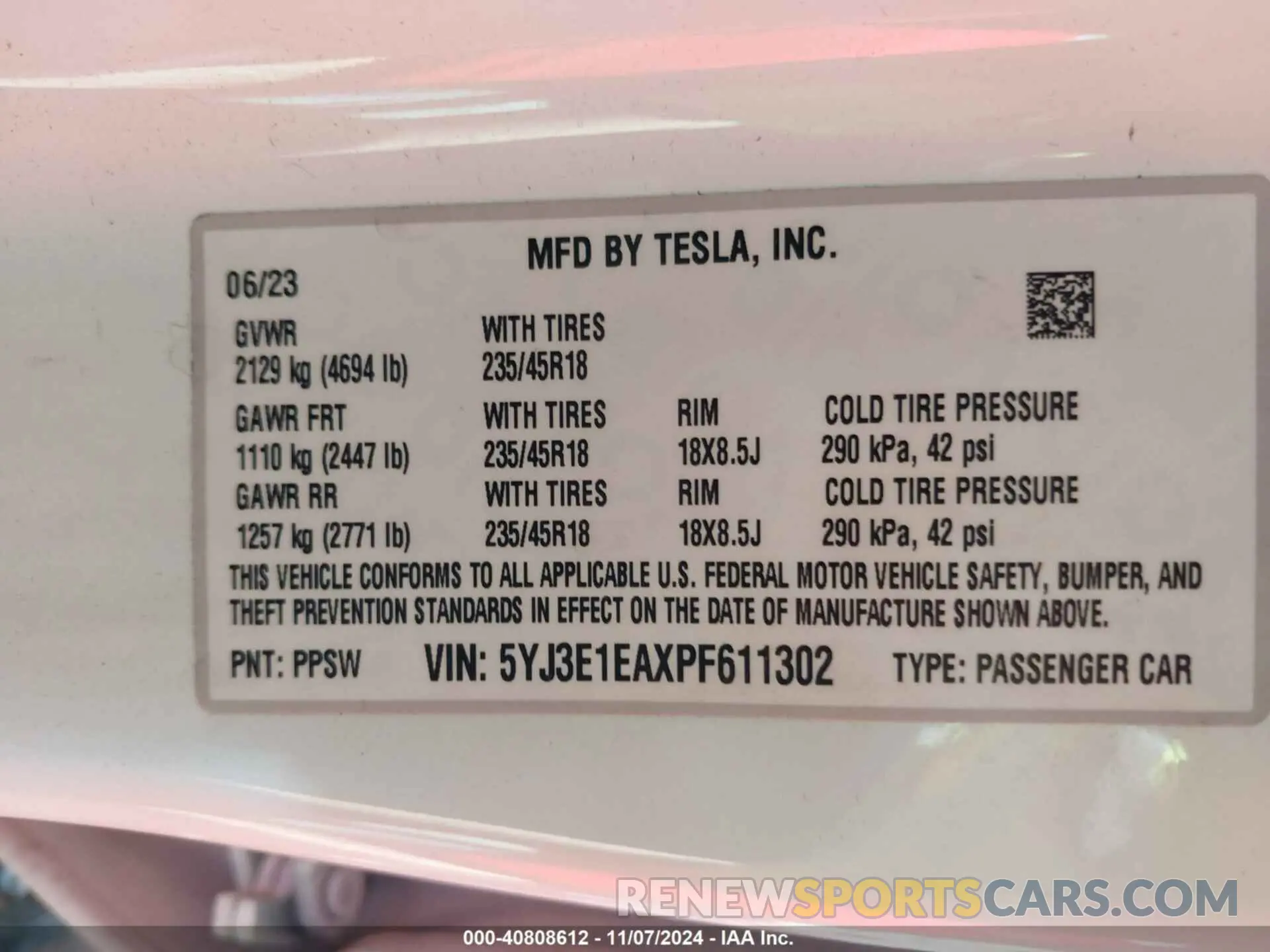 9 Photograph of a damaged car 5YJ3E1EAXPF611302 TESLA MODEL 3 2023