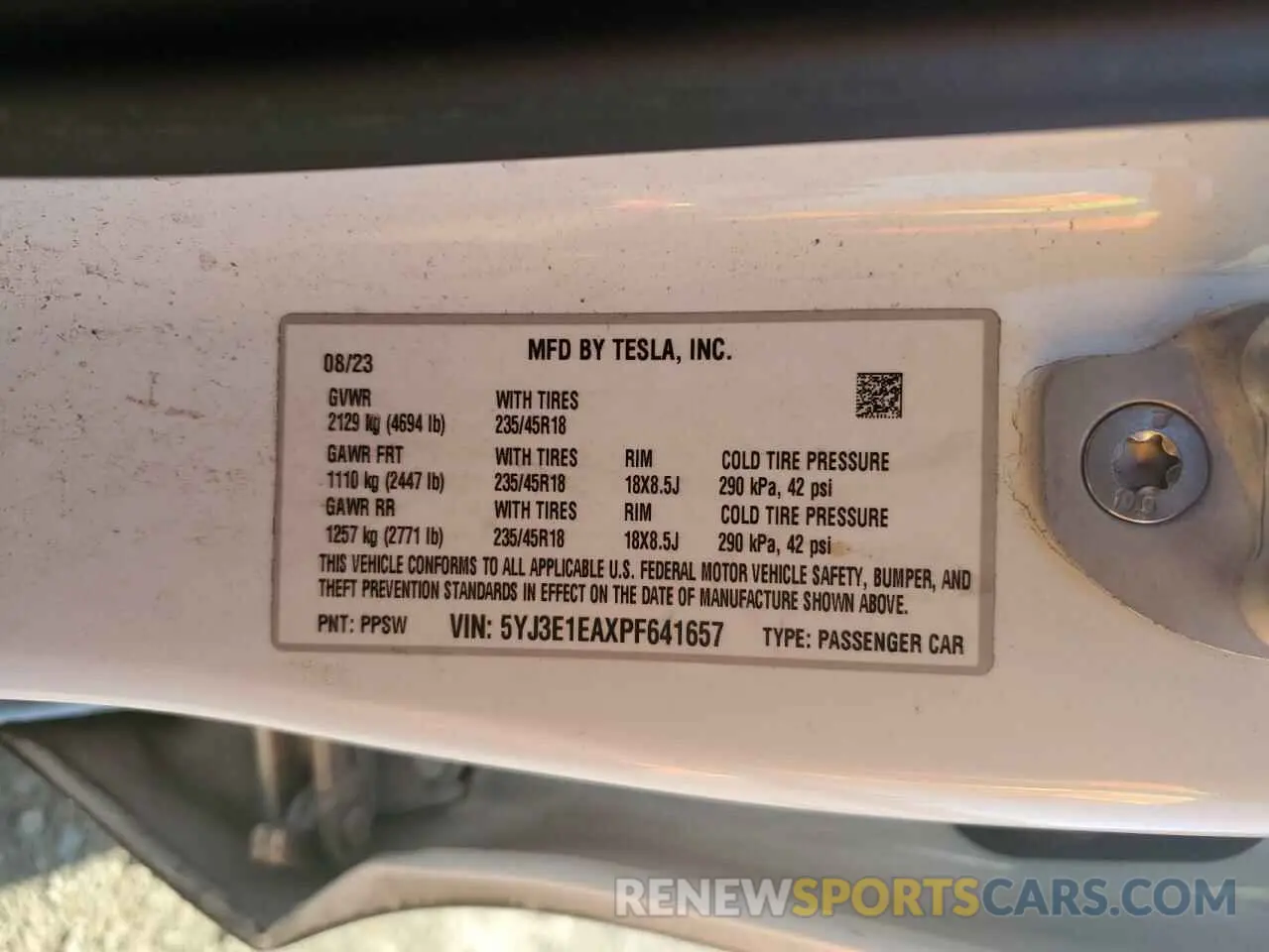 13 Photograph of a damaged car 5YJ3E1EAXPF641657 TESLA MODEL 3 2023