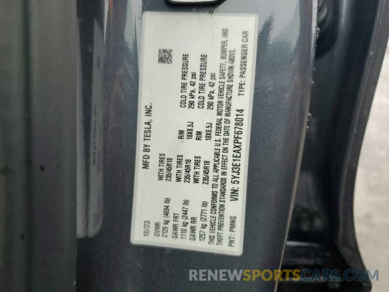 13 Photograph of a damaged car 5YJ3E1EAXPF678014 TESLA MODEL 3 2023