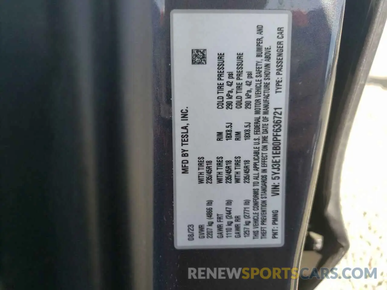 13 Photograph of a damaged car 5YJ3E1EB0PF636721 TESLA MODEL 3 2023