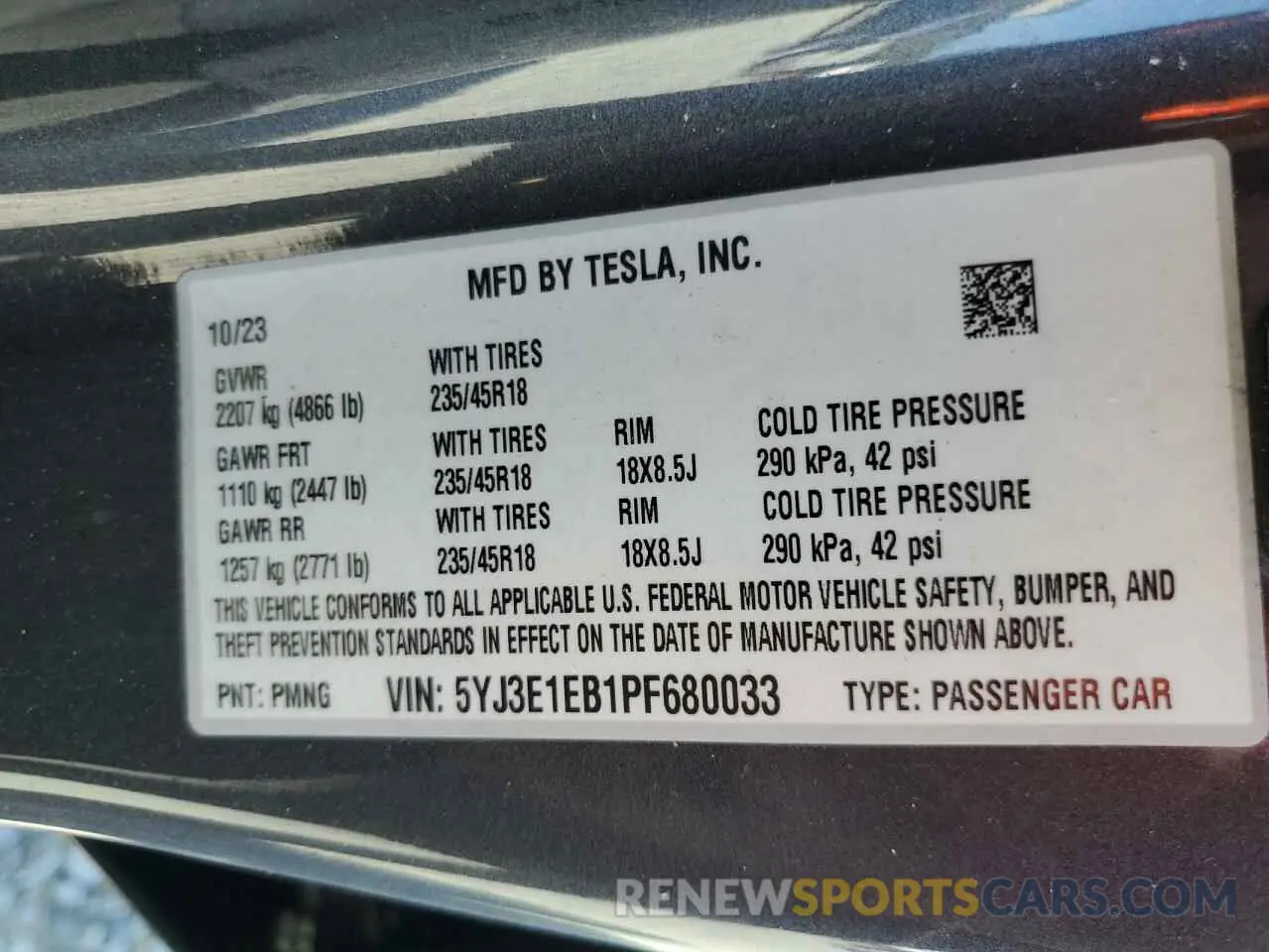 12 Photograph of a damaged car 5YJ3E1EB1PF680033 TESLA MODEL 3 2023