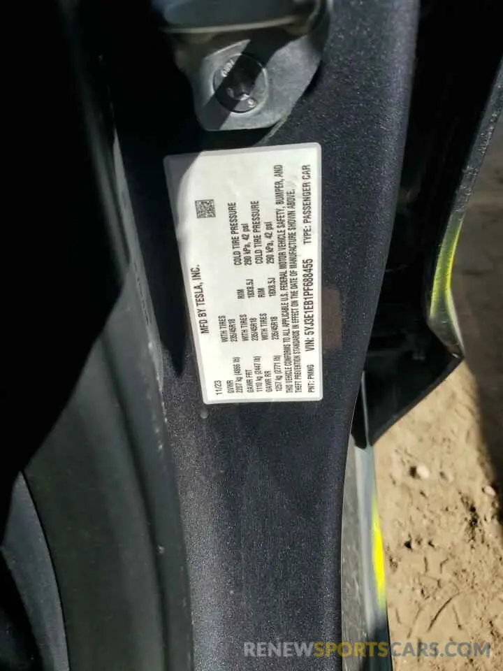 12 Photograph of a damaged car 5YJ3E1EB1PF688455 TESLA MODEL 3 2023