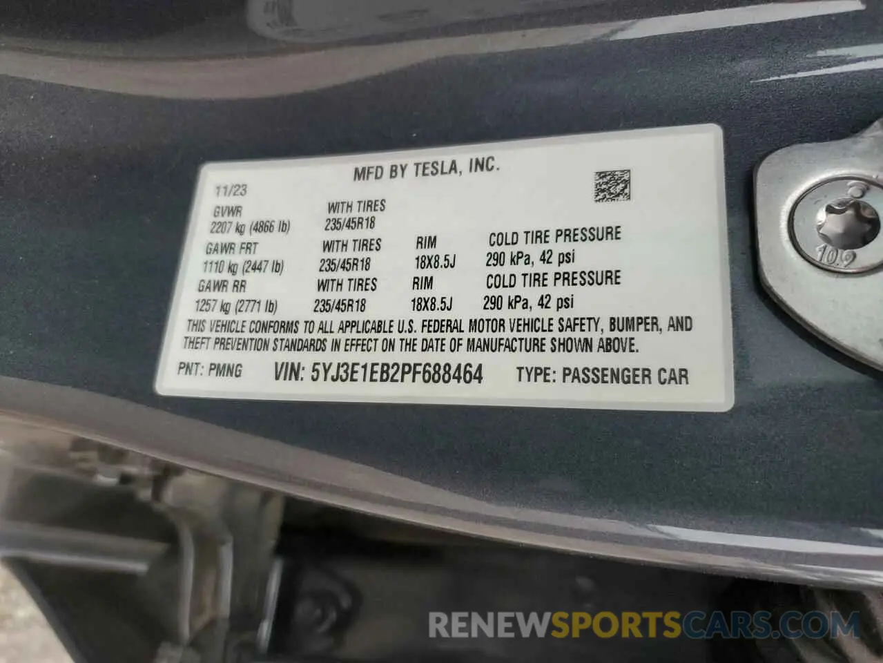 12 Photograph of a damaged car 5YJ3E1EB2PF688464 TESLA MODEL 3 2023