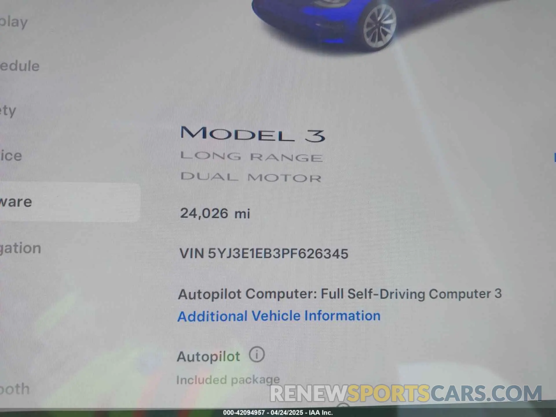 14 Photograph of a damaged car 5YJ3E1EB3PF626345 TESLA MODEL 3 2023