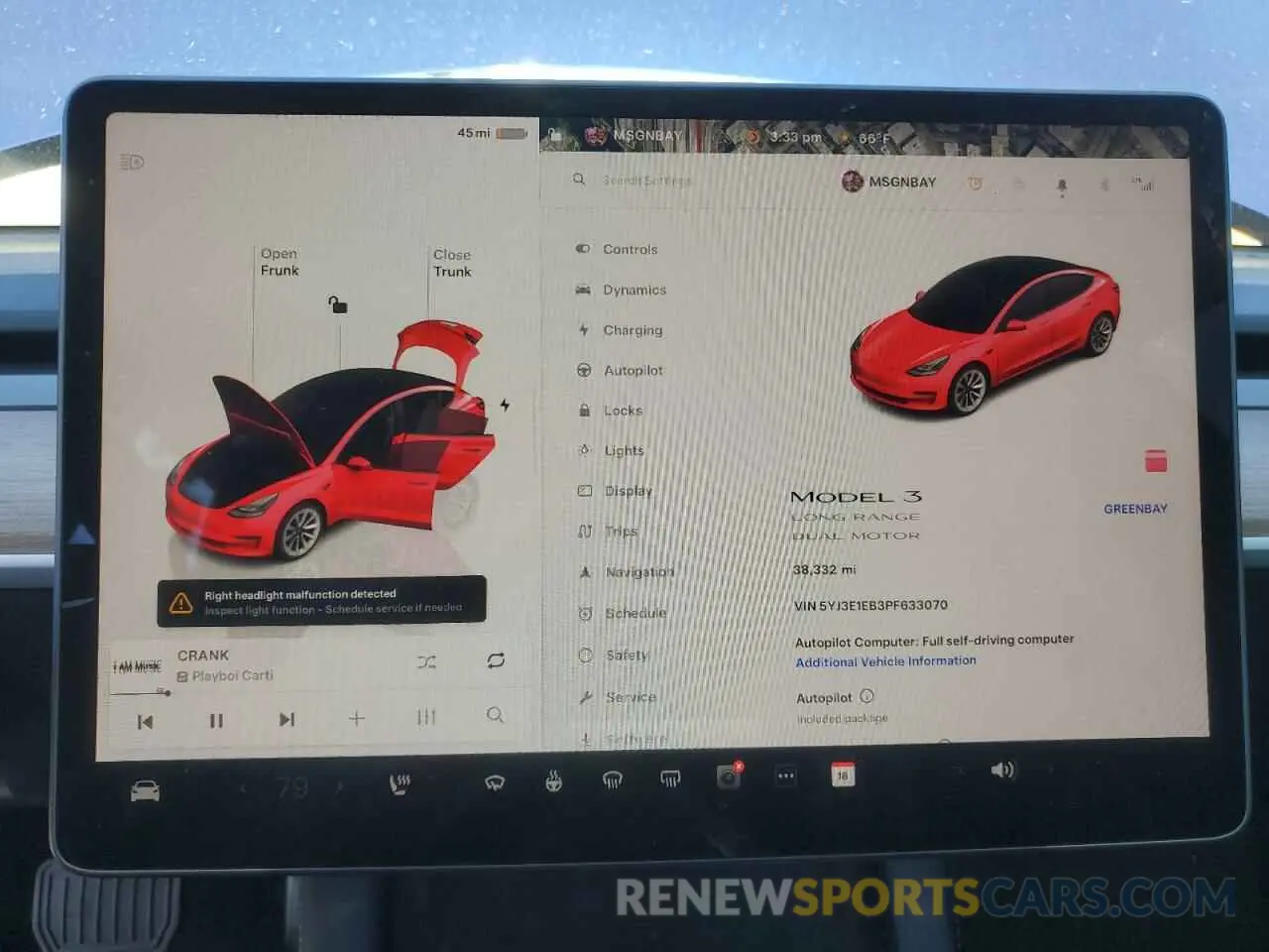 9 Photograph of a damaged car 5YJ3E1EB3PF633070 TESLA MODEL 3 2023