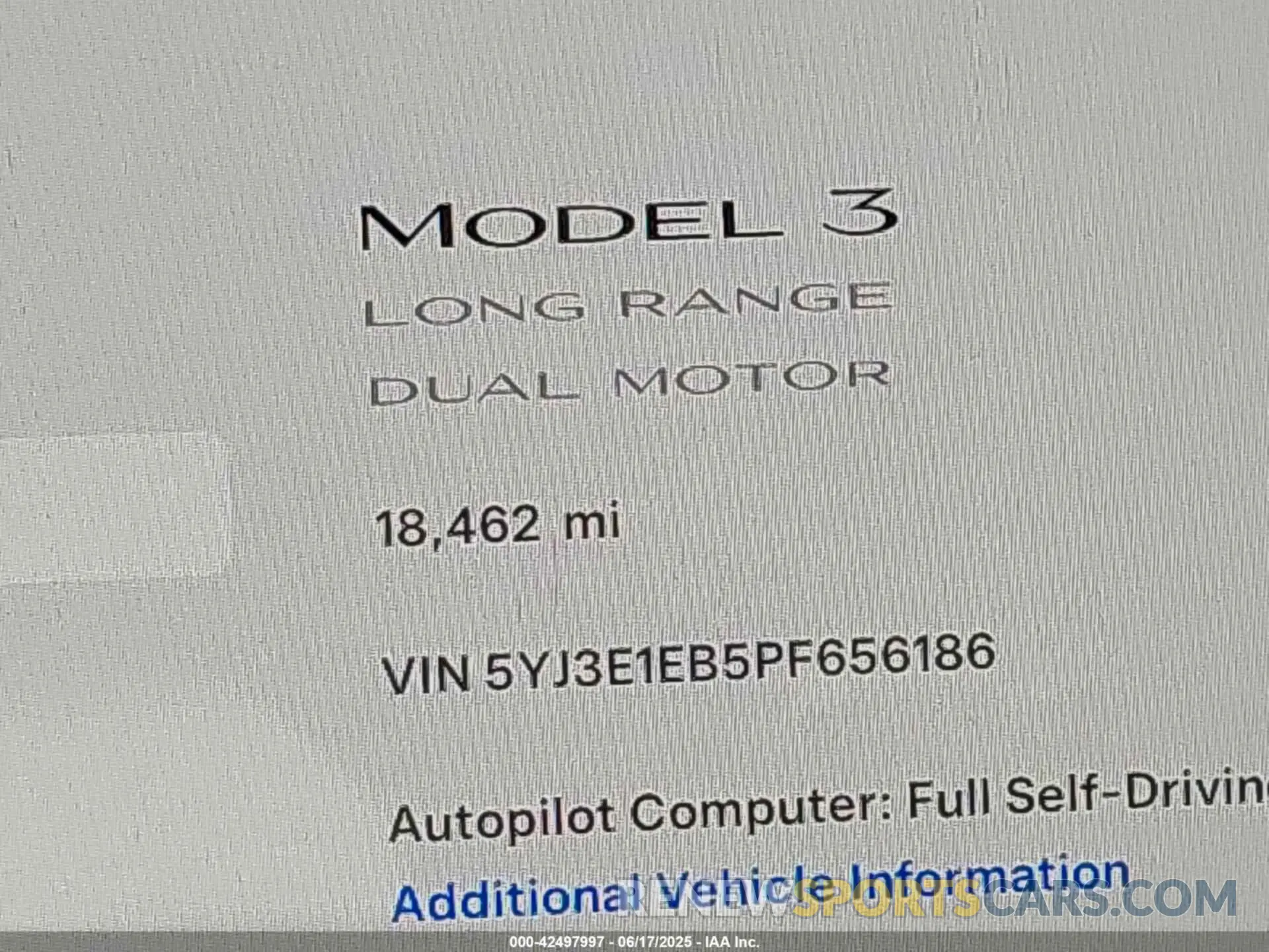 15 Photograph of a damaged car 5YJ3E1EB5PF656186 TESLA MODEL 3 2023