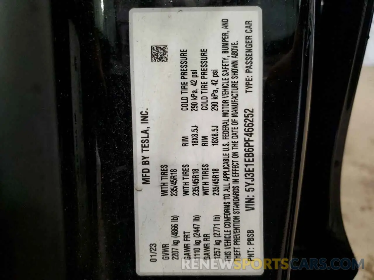 13 Photograph of a damaged car 5YJ3E1EB6PF466252 TESLA MODEL 3 2023