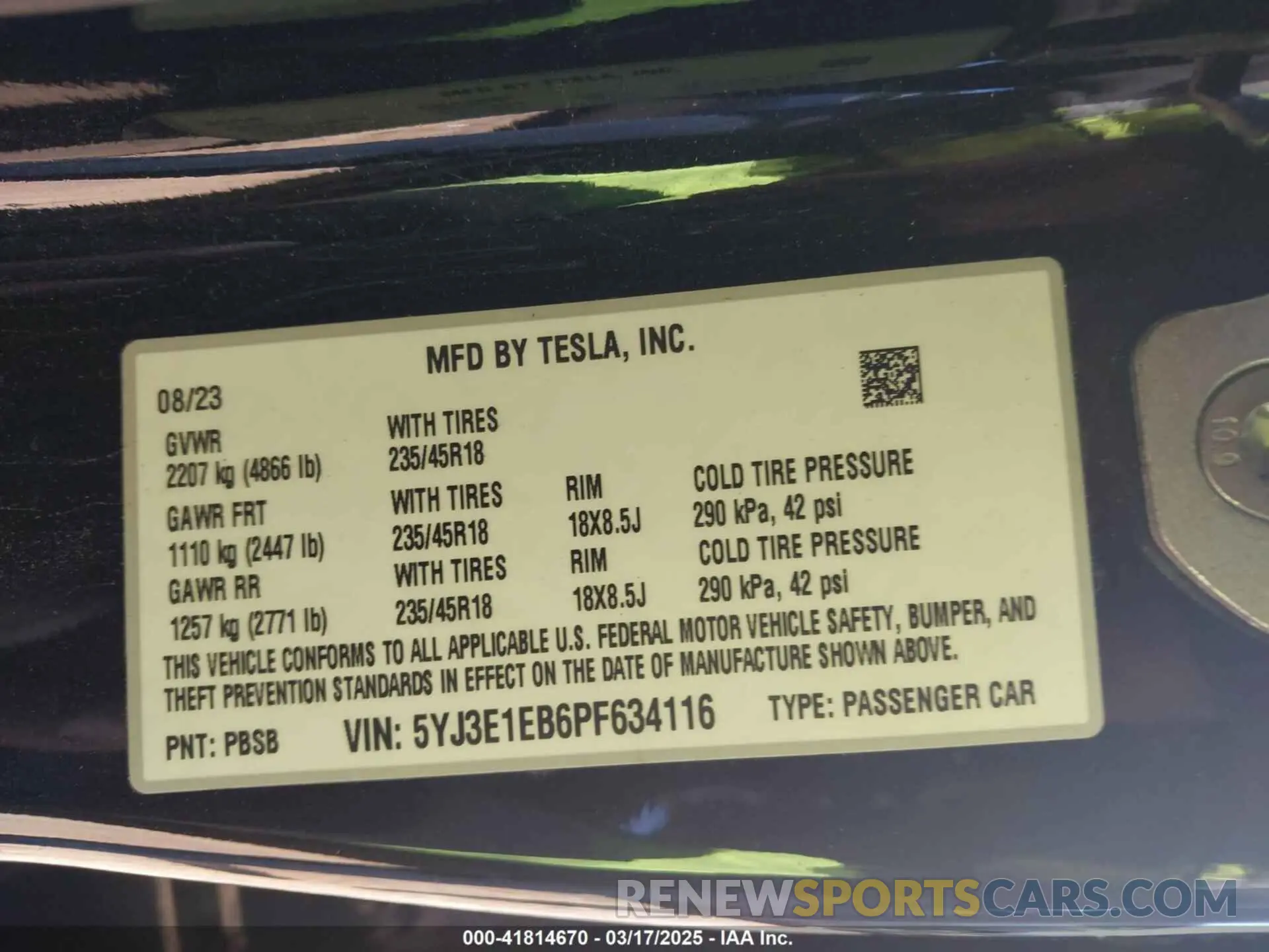 9 Photograph of a damaged car 5YJ3E1EB6PF634116 TESLA MODEL 3 2023